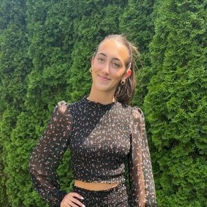 RD Style Black and Pink Floral Crop Blouse, Size Small